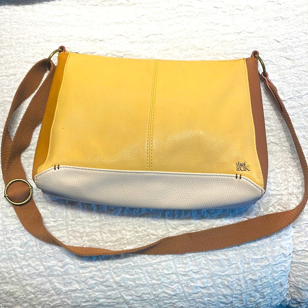 The Sak Color Block bag. Leather with canvas strap. Near perfect!